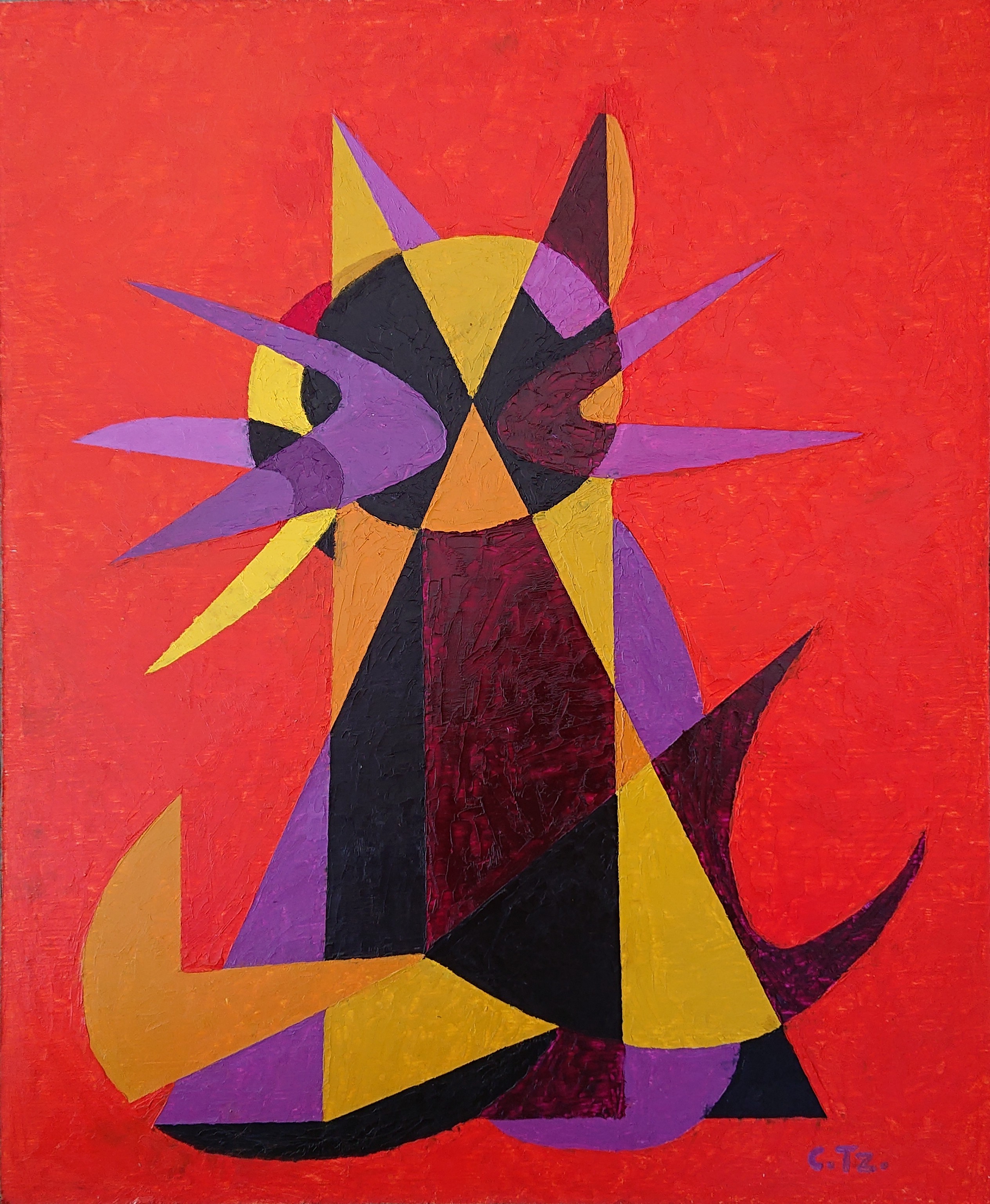 cat on red